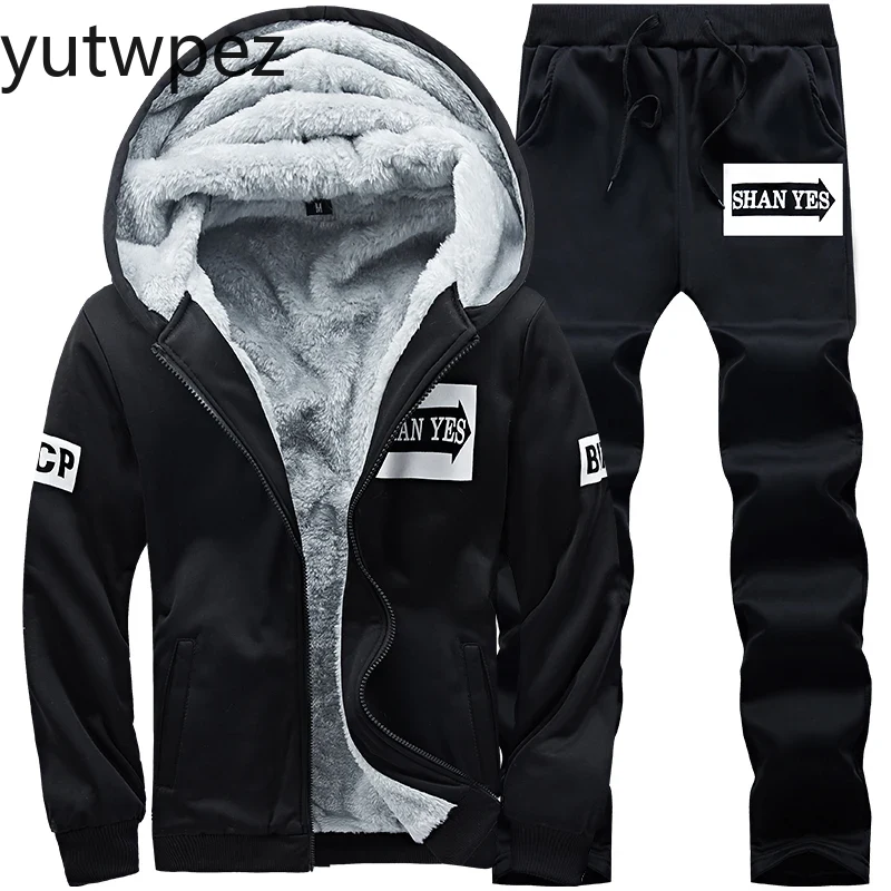 Outdoor Sport Hoodie - Plus Velvet Zimowy Zestaw Męski Plus