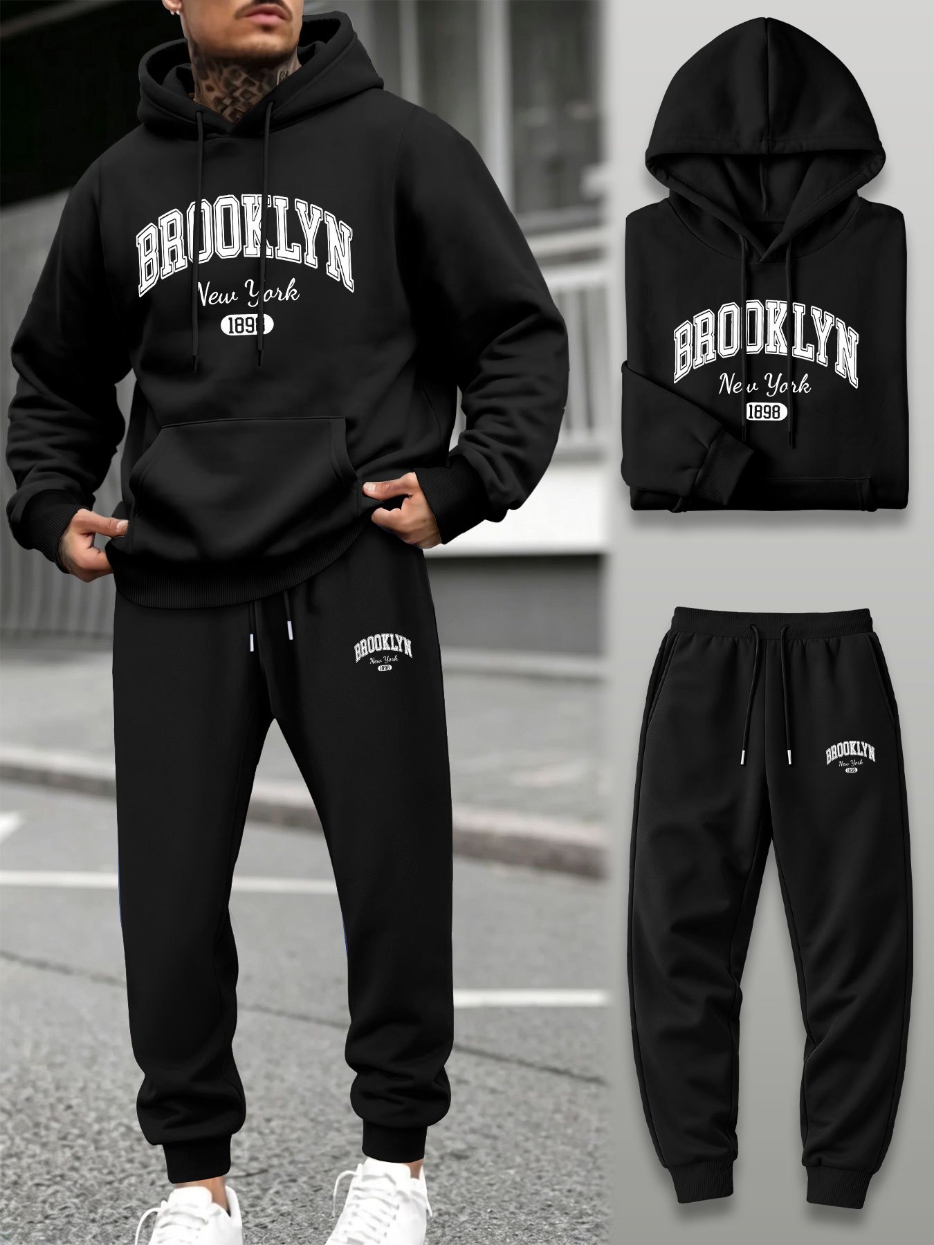 Outdoor Sport Hoodie - Męski dwuczęściowy dres: bluza z kapturem